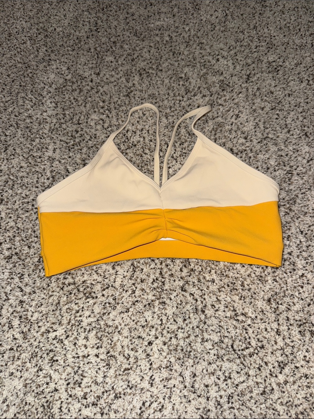 Honeycut Two-Tone Cream and Yellow Women's Sports Bra